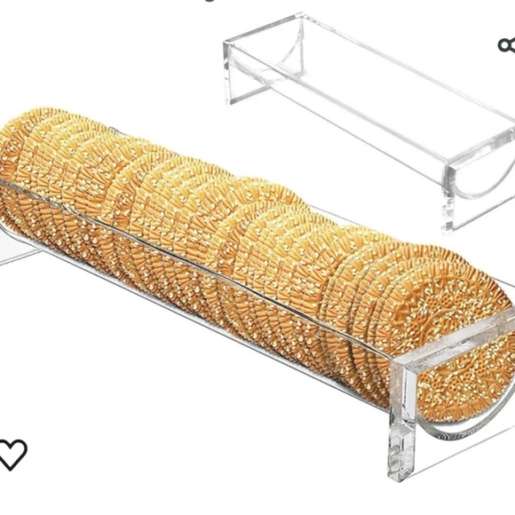 Clear Acrylic Bagel 5" x 12" Cradle / Biscuits Stand Serving Tray With Handle - Picture 8 of 8